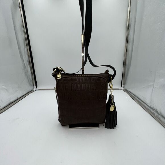 Steve Madden Faux Leather Crossbody Signature Bag with Guitar Strap - Picture 2 of 12